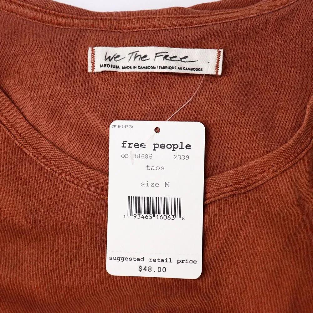 NWT Free People Anytime Cotton Peplum Hem Tank Taos Brown Burnt Orange Medium - Picture 5 of 8